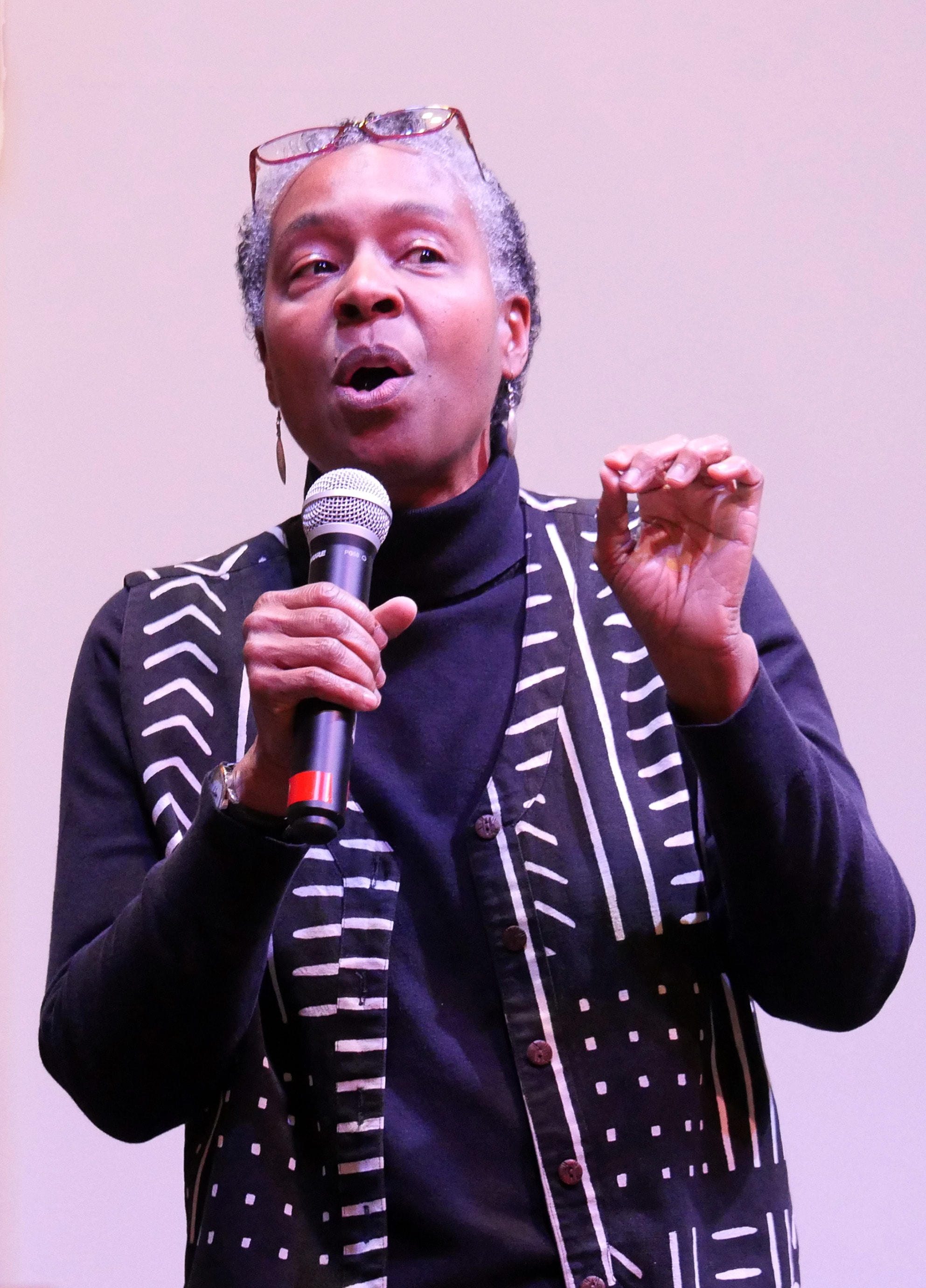 The Rev. Traci C. West speaks about practicing radical solidarity at Our Movement Forward pre-conference on May 17 at Lake Harriet United Methodist Church in Minneapolis. She along with the Revs. Tyler Sit and Alex da Silva Souto were co-conveners of the conference that lasted through May 18. Photo by Heather Hahn, UM News.