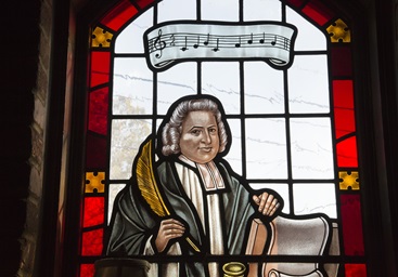 Vitral de Carlos Wesley en la Iglesia Metodista Unida Grace de Atlanta, parte del Centro Global de Mision de La Iglesia Metodista Unida. Foto de Kathleen Barry, UMCOM. Vitral de Carlos Wesley en la Iglesia Metodista Unida Grace de Atlanta, parte del Centro Global de Mision de La Iglesia Metodista Unida. Foto de Kathleen Barry, UMCOM.