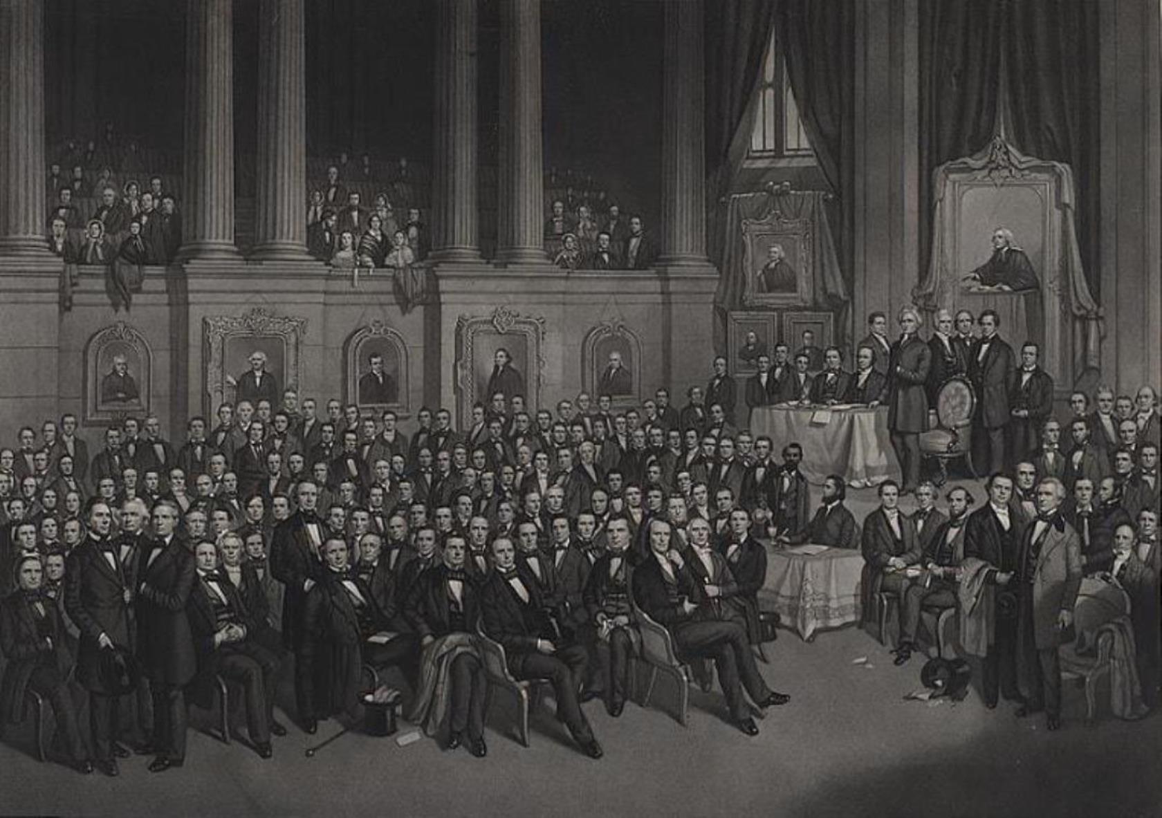 1858년 5월 테네시주 내쉬빌에서 열린 남감리교회 총회 모습. 사진 출처, 미국 의회 도서관 LC-DIG-ppmsca-07829.