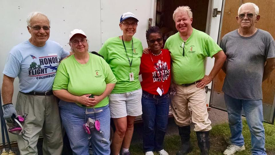 A volunteer team from the West Ohio Conference spent several days in Detroit helping homeowners affected by flooding. Photo courtesy of the Northwest Detroit Flood Recovery Project.