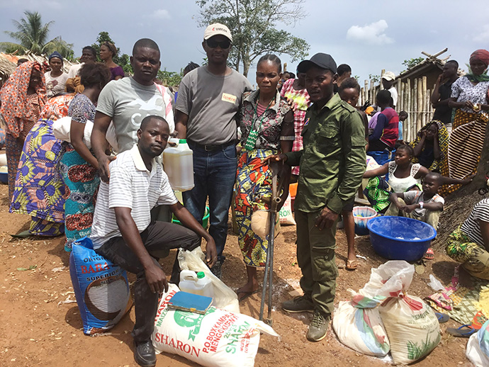 Mamy Liata, with crutch, and her family are among the war-displaced people in Eastern Congo who are receiving humanitarian assistance from The United Methodist Church. Photo courtesy of UMCOR Disaster Management Office, East Congo.