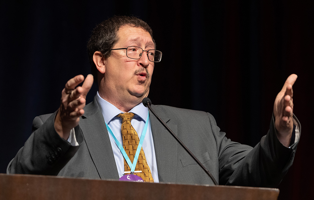 The Rev. Gary Graves addresses the 2020 pre-General Conference Briefing in Nashville, Tenn. Graves was part of a meeting that discussed plans for late-arriving legislation and difficulties with delegates receiving needed visas. Photo by Mike DuBose, UM News. The Rev. Gary Graves addresses the 2020 pre-General Conference Briefing in Nashville, Tenn. Graves was part of a meeting that discussed plans for late-arriving legislation and difficulties with delegates receiving needed visas. Photo by Mike DuBose, UM News.