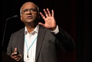 Moses Kumar discusses the denomination’s budget at the 2020 Pre-General Conference Briefing in January in Nashville, Tenn. Kumar, the top executive of the General Council on Finance and Administration, helped lead a Feb. 21 online meeting dealing with the denomination’s financial challenges. File photo by Mike DuBose, UM News.