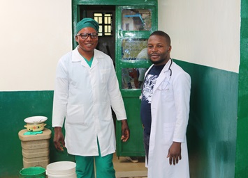 Nurse Leonard Shako (left) and Dr. Djimmy Kasongo, director of United Methodist Irambo Health Center in Bukavu, Congo, were among a group of United Methodist health workers who gathered in February to discuss the Ebola epidemic and ways to make prevention efforts more effective. Photo by Philippe Kituka Lolonga, UM News.  Nurse Leonard Shako (left) and Dr. Djimmy Kasongo, director of United Methodist Irambo Health Center in Bukavu, Congo, were among a group of United Methodist health workers who gathered in February to discuss the Ebola epidemic and ways to make prevention efforts more effective. Photo by Philippe Kituka Lolonga, UM News.