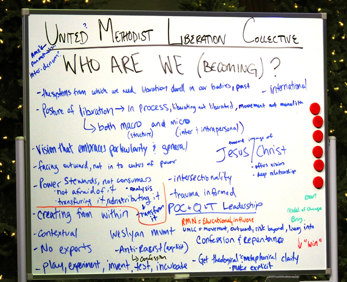 Some of those attending UM-Forward’s March 6-8 event in Dallas had intensive discussions about working as a United Methodist Liberation Collective to build a comprehensive social justice movement within The United Methodist Church. Photo by Sam Hodges, UM News.