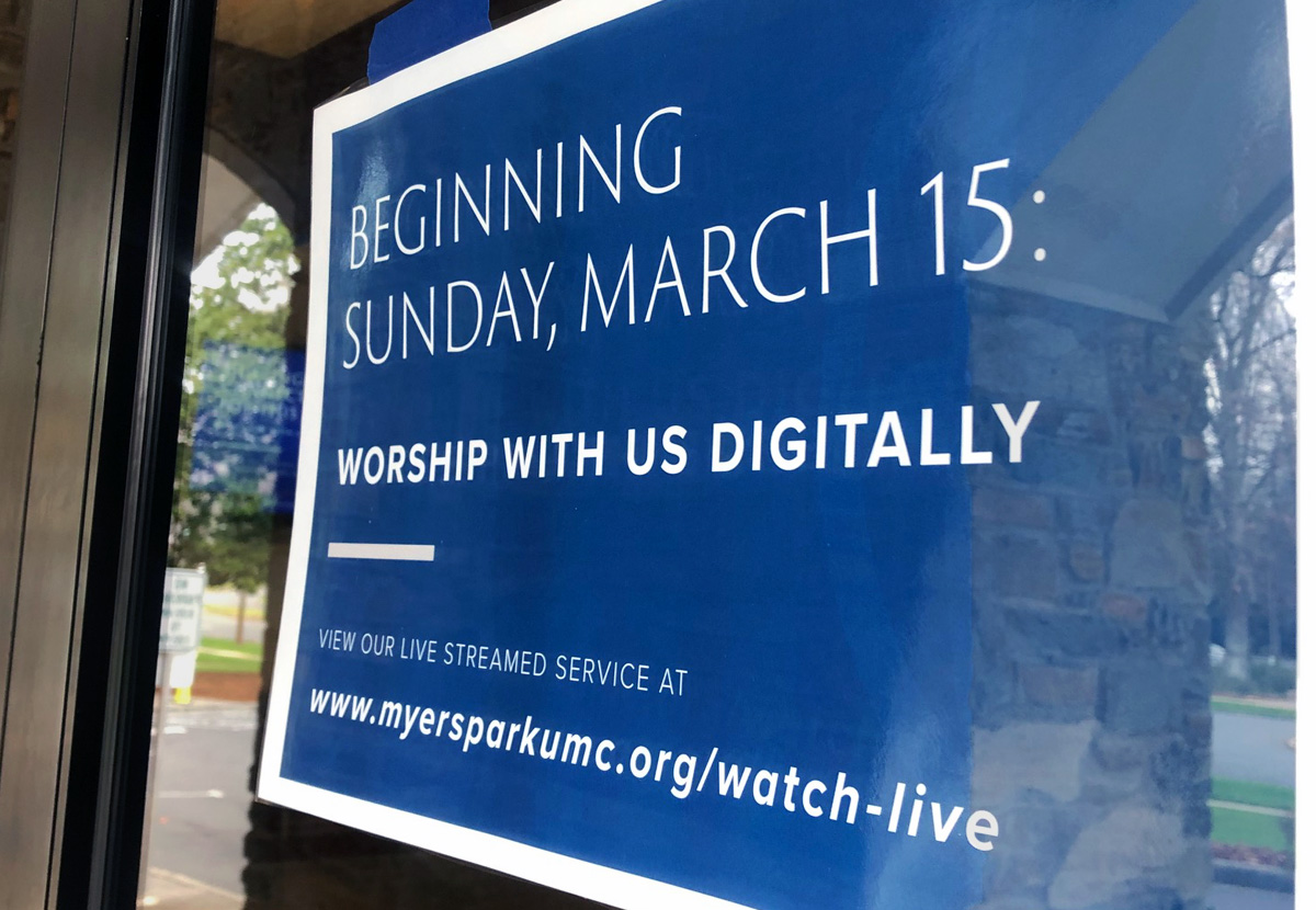 Myers Park United Methodist Church in Charlotte, N.C., is one of many United Methodist churches across the U.S. choosing not to have on-site worship until the coronavirus threat subsides. Photo courtesy Myers Park United Methodist Church.