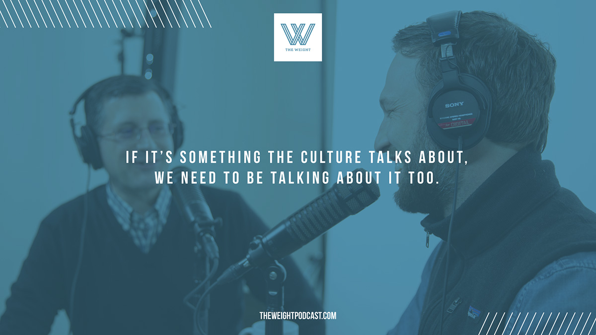 The Revs. Eddie Rester (left) and Chris McAlilly produce an episode of “The Weight,” a podcast that discusses serious issues facing The United Methodist Church and society at large. Both are pastors at Oxford University (Miss.) United Methodist Church. Photo courtesy of “The Weight.”