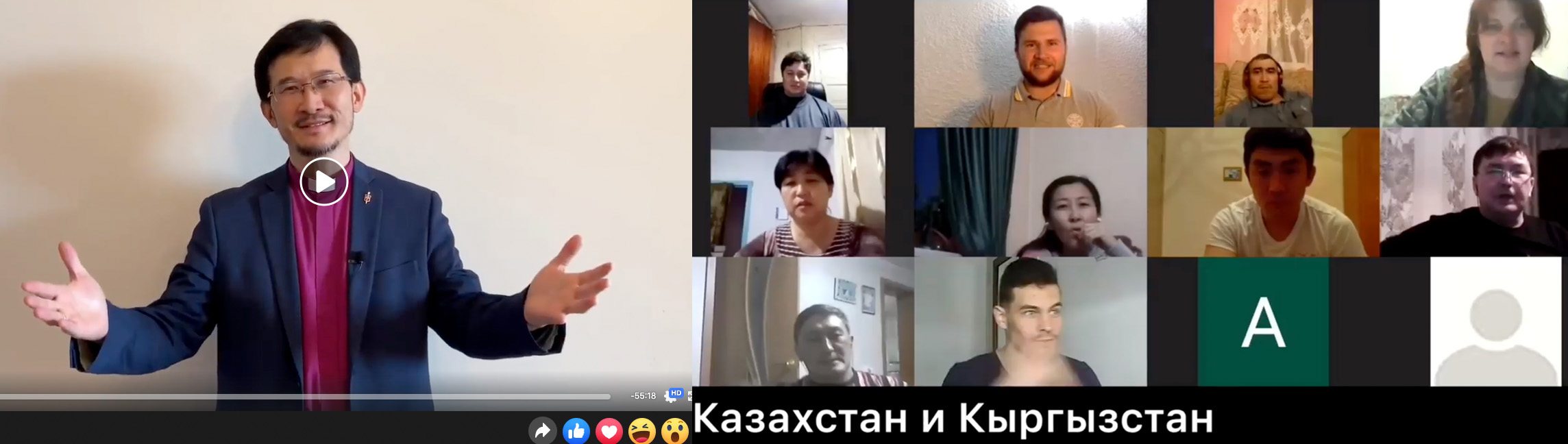 Capturas de pantalla de imágenes de la página de Facebook del Obispo Eduard Khegay del área de Eurasia, donde publica saludos en vivo en su página de Facebook a los/as participantes en Rusia y en todo el mundo durante la fase de "quedarse en casa es mantenerse a salvo" de la distancia social CORVID-19. Foto cortesía del Obispo Eduard Khegay en Facebook.