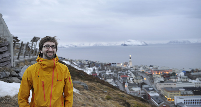 The Rev. Per Bradley said contact over the phone has been especially important to elderly members of the world’s most northern United Methodist church in Hammerfest, Norway. But he also is using Zoom to create small-group meetings and other gatherings that have attracted some new people to the church. Photo by Karl Anders Ellingsen.