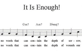 Words and music of “It Is Enough!” by the Rev. R. DeAndre Johnson. Image courtesy of Discipleship Ministries. Prompted by the latest high-profile killing of a black man in police custody, many United Methodist clergy spoke against racism on Pentecost Sunday. The Rev. DeAndre Johnson may have out preached them all by offering his own protest hymn,  titled "It Is Enough!" His performance of the minor key hymn has quickly found a large internet audience.  