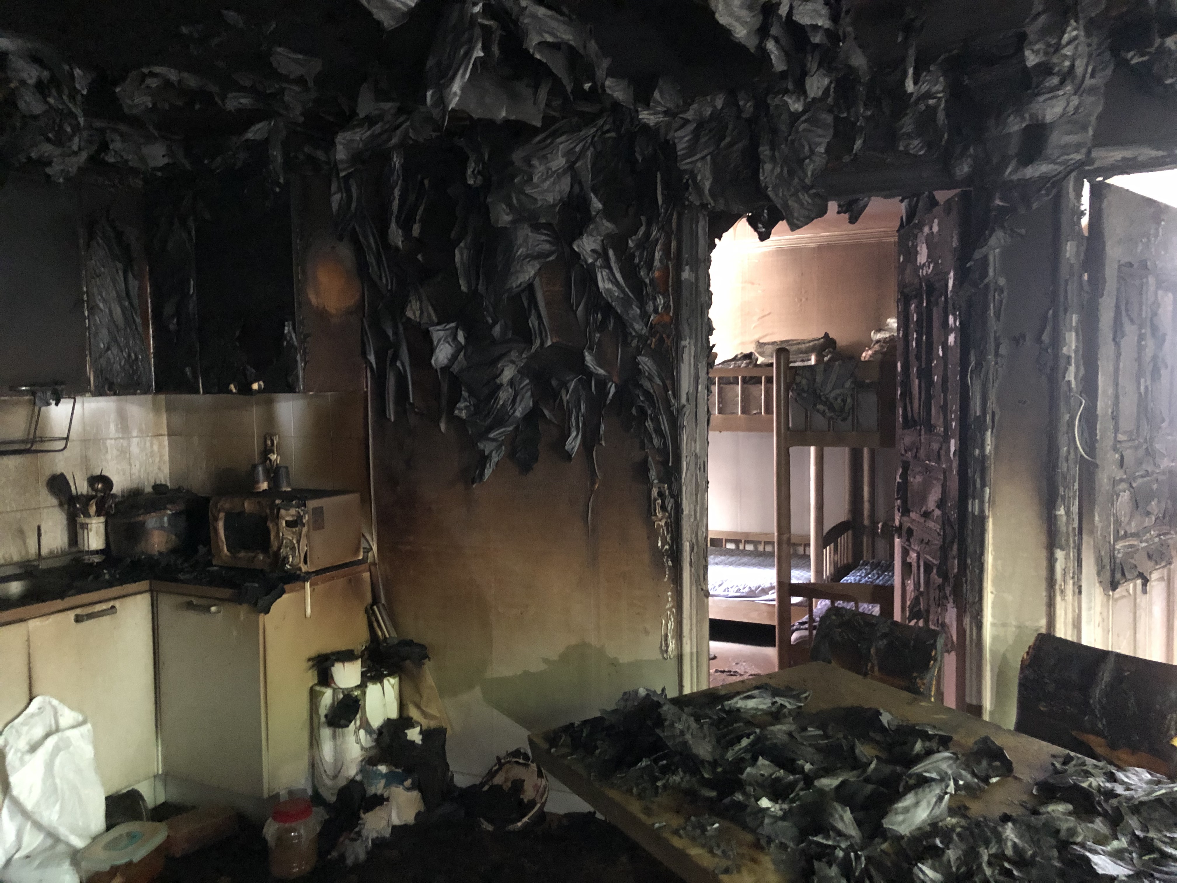 화재로 전소된 감리교웨슬리하우스 신림동 건물 1층 모습. 사진, 김응선 목사. 연합감리교뉴스.