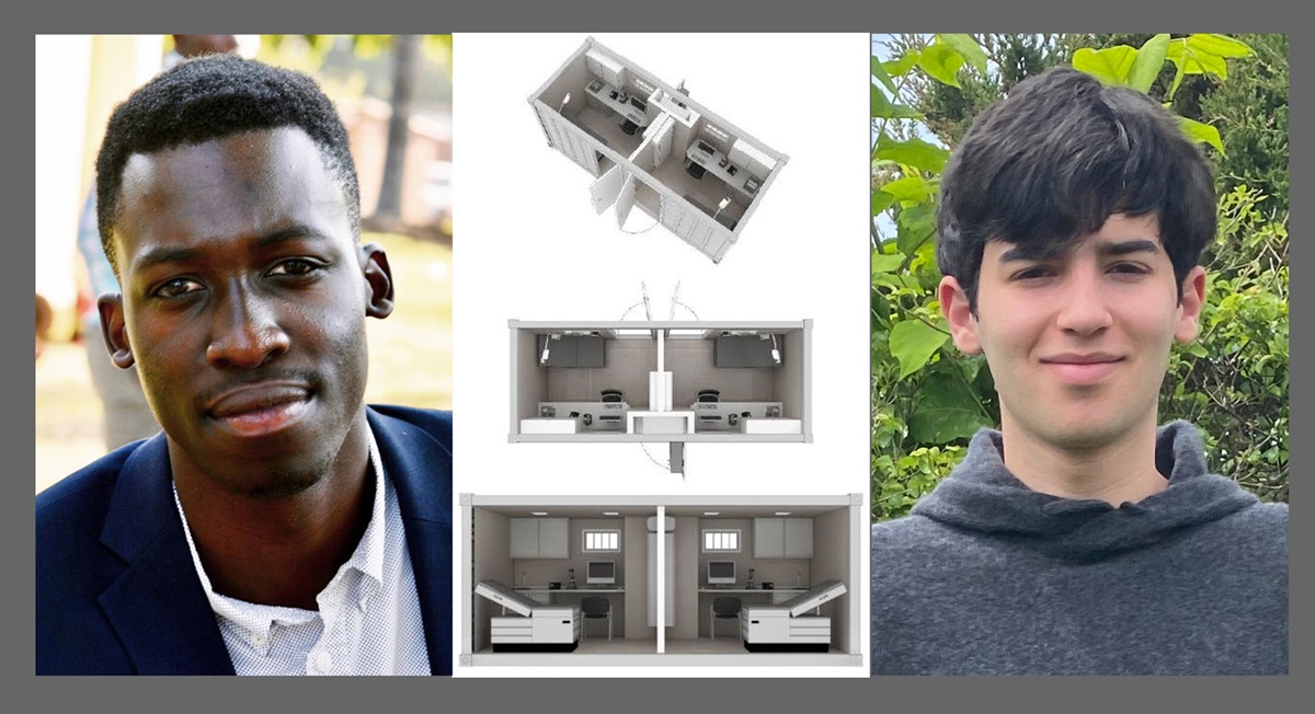 An Africa University student and a Yale student have co-founded a company they hope can provide small solar-powered clinics in African communities that have no health care. The students are Munyaradzi Chakonda (left) from Africa University and Jon Schulder (right) from Yale. Composite created by Kathleen Barry, UM News.  An Africa University student and a Yale student have co-founded a company they hope can provide small solar-powered clinics in African communities that have no health care. The students are Munyaradzi Chakonda (left) from Africa University and Jon Schulder (right) from Yale. Composite created by Kathleen Barry, UM News.