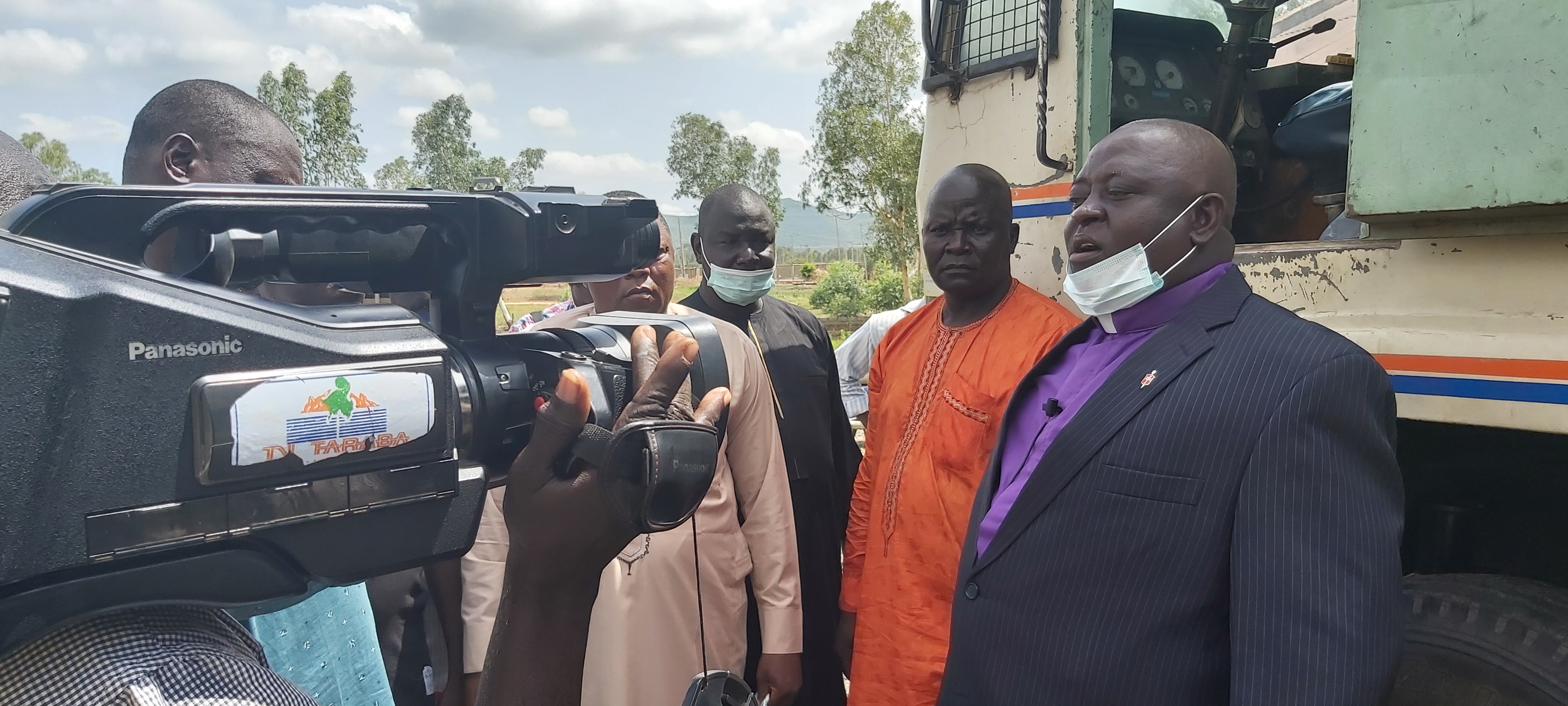Bishop John Wesley Yohanna addresses the media during the commissioning of a borehole-drilling machine at The United Methodist Church’s headquarters in Jalingo, Nigeria. The rig will provide access to clean water in rural villages. Photo by the Rev. Ande Emmanuel, UM News.