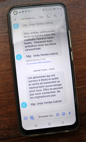 The United Methodist Church sent several text messages each day to educate local communities about what they could do to prevent Ebola. 2019 file photo by Chadrack Londe, UM News. 