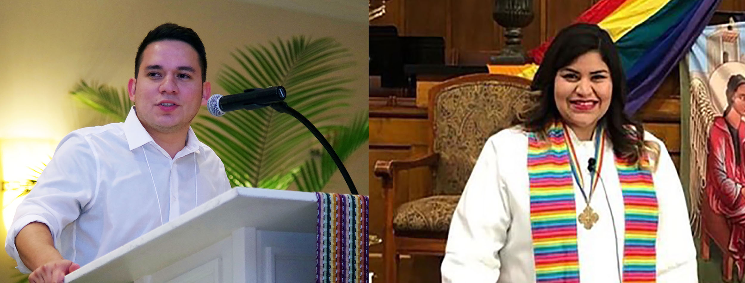 El misionero Luis Velasquez y la Pastora Cassy Núñez son dos de los/as muchos/as "soñadores/as" metodistas unidos que, junto con otros/as cientos de miles de jóvenes hispano-latinos/as en todo el país, luchan por alcanzar un estatus migratorio que les permita la ciudadania. Foto de la izquierda, archivo de Noticias MU, Rev. Gustavo Vasquez; foto derecha cortesía de la Pastora Cassy Núñez.