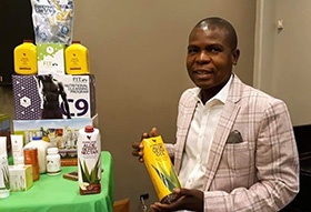 Tendai Kativhu, connectional ministries chair at Mainway Meadows United Methodist Church in Harare, Zimbabwe, has grown his aloe business through online marketing during the coronavirus pandemic. Photo by Chenayi Kumuterera, UM News.