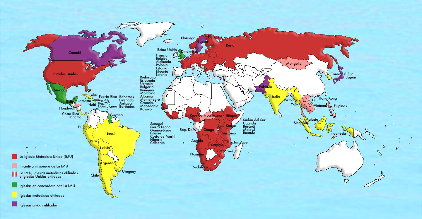 Mapa muestra la presencia de La Iglesia Metodista Unida en el mundo