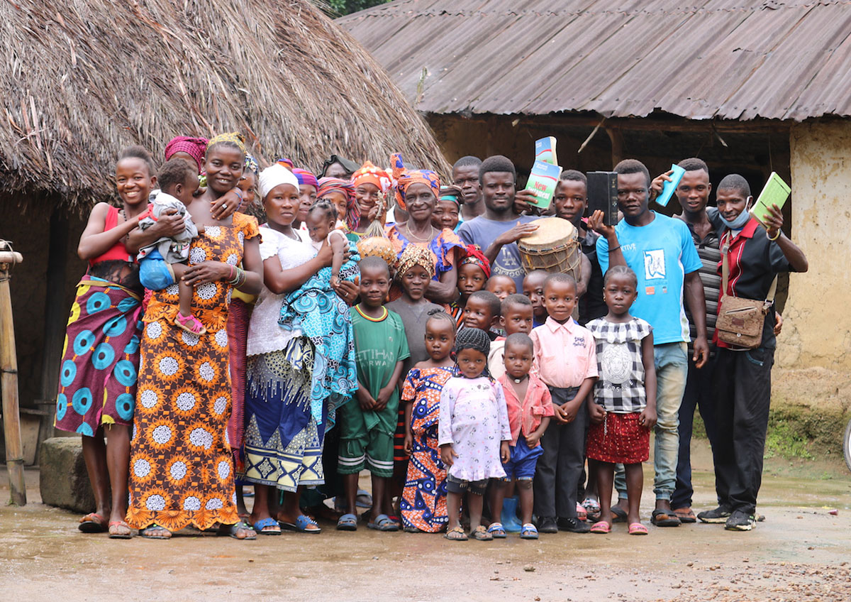 The congregation of the new Levuma United Methodist Church meets for worship in a corridor of a member’s home. Pastor Joseph Turay said he hopes to one day have a church large enough to accommodate all who want to attend. Photo by Phileas Jusu, UM News.