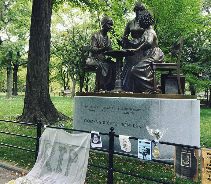 A 14-foot-tall bronze monument honoring women’s rights advocates Sojourner Truth, Susan B. Anthony and Elizabeth Cady Stanton was unveiled this summer in New York’s Central Park. The 100th anniversary of the ratification of the 19th amendment and women winning the right to vote was celebrated in 2020. Photo by Linda Bloom, UM News.