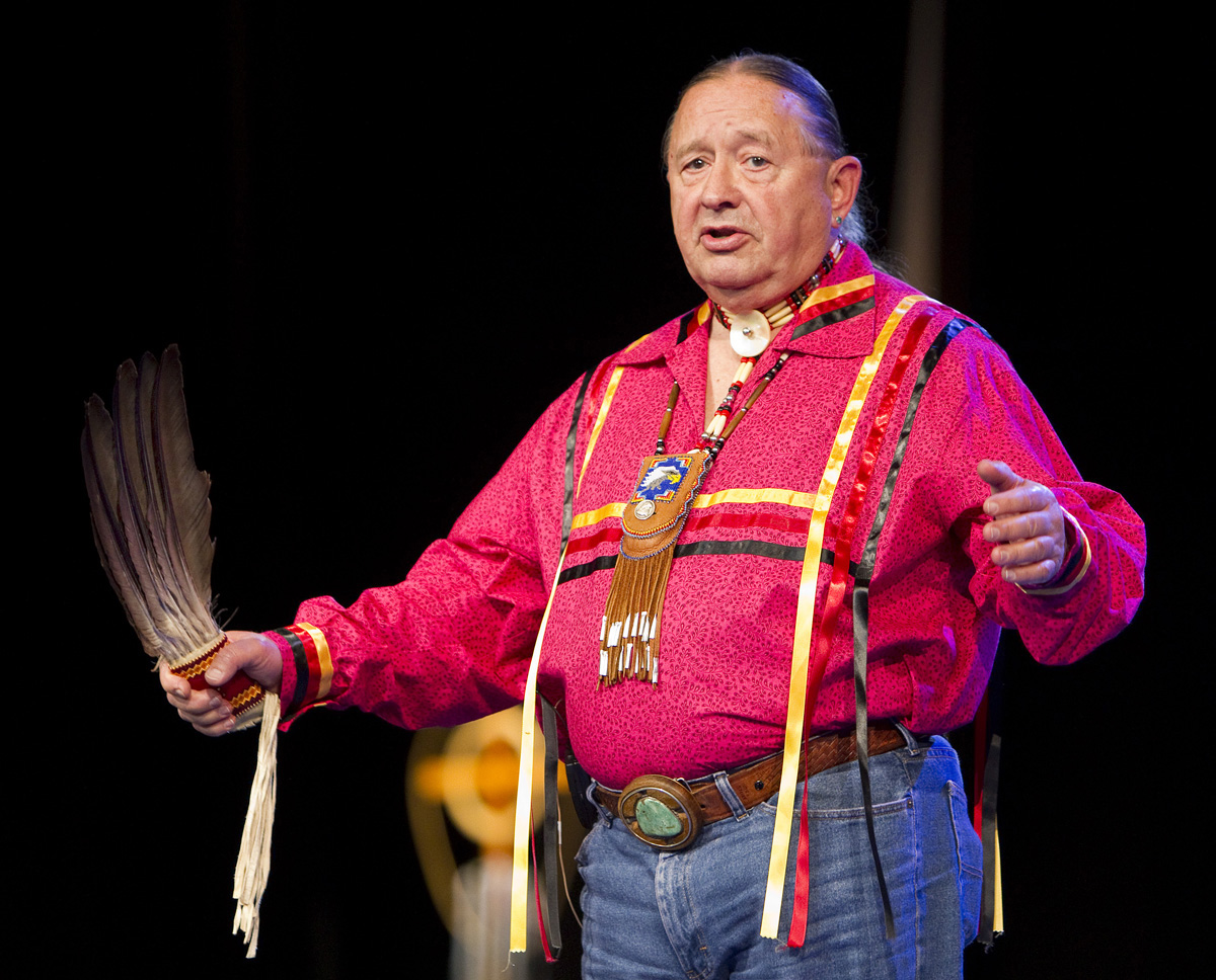 Tink Tinker (wazhazhe, Osage Nation) helps lead an "Act of Repentance toward Healing Relationships with Indigenous Peoples" at the 2012 United Methodist General Conference in Tampa, Fla. Tinker is professor emeritus at The Iliff School of Theology. File photo by Mike DuBose, UM News. Tink Tinker (wazhazhe, Osage Nation) helps lead an "Act of Repentance toward Healing Relationships with Indigenous Peoples" at the 2012 United Methodist General Conference in Tampa, Fla. Tinker is professor emeritus at The Iliff School of Theology. File photo by Mike DuBose, UM News.