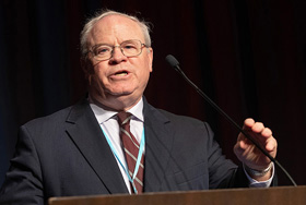 The Rev. Keith Boyette addresses the 2020 Pre-General Conference Briefing in Nashville, Tenn. The Wesleyan Covenant Association president has advice for traditionalist churches considering departing the denomination. File photo by Mike DuBose, UM News.