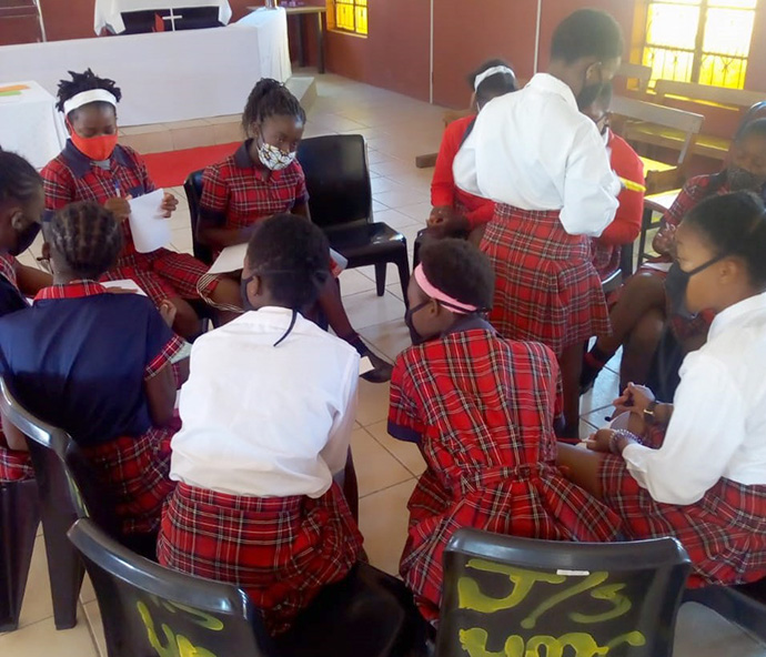 Students discuss the effects of xenophobia on their communities and learn how they can avoid stereotyping during a United Methodist-sponsored workshop in Soweto, South Africa. Photo by Francis Kubayi, UM News.