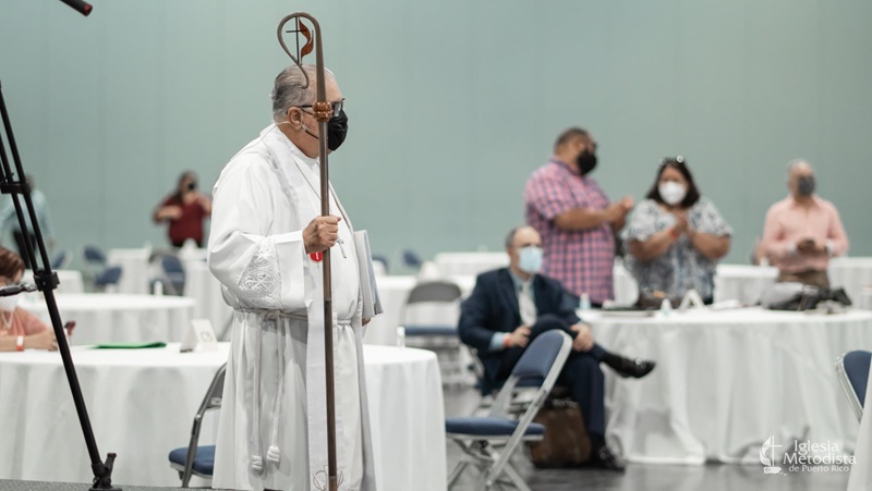 El Obispo Héctor F. Ortiz Vidal hizo un llamado a la iglesia a desarrollar "una nueva iniciativa evangelizadora:, durante su homilía en el culto de clausura. Foto Iglesia Metodista de Puerto Rico.