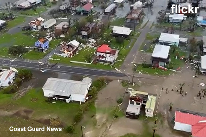 The Coast Guard conducts Hurricane Ida post-storm overflights along the Gulf Coast on Aug. 30. Assets conducted critical incident search and rescue overflights and assessed damage along the Gulf Coast Region of Louisiana following Hurricane Ida. Screenshot courtesy of the U.S. Coast Guard via Flickr.