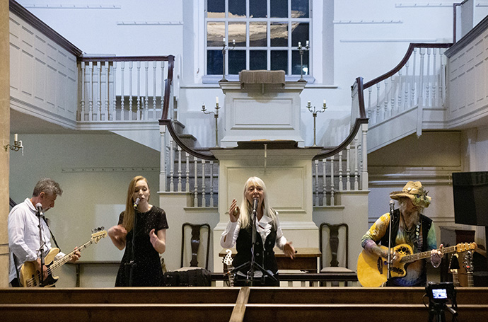 The band Magpie22 performs a livestream concert Sept. 11 in John Wesley’s New Room in Bristol, England. The concert was part of an ongoing celebration of the 250th anniversary of Francis Asbury’s crossing from England to America. Asbury, a Methodist preacher, went on to shape and lead the Methodist Church in America. Photo by Tim Tanton, UM News.
