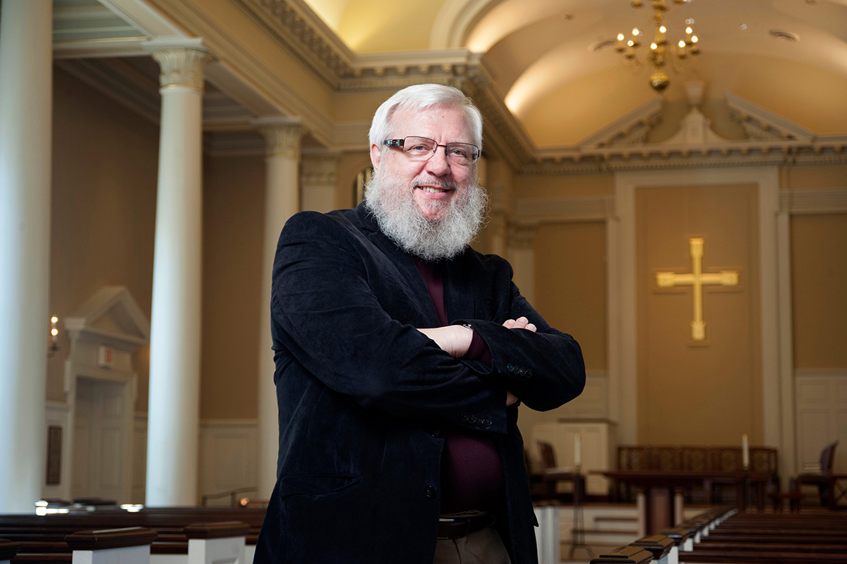 The Rev. William J. “Billy” Abraham, a longtime professor at Perkins School of Theology, is shown here at Perkins Chapel in Dallas in 2014. Abraham died Oct. 7 at 73. File photo by Hillsman Stuart Jackson, © Southern Methodist University.