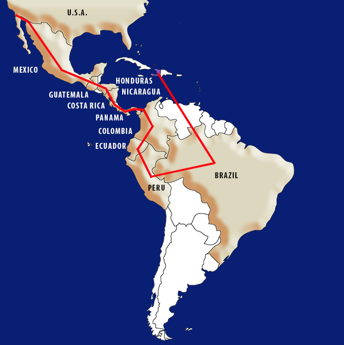 This map shows Ronald Fildor’s journey to escape misery and violence, just as tens of thousands of Haitian immigrants are currently doing, as they make their way to the southern border of the United States to request asylum or refuge. Graphic by the Rev. Gustavo Vasquez, UM News.