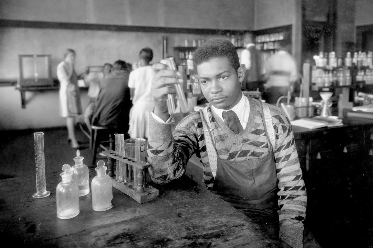 Students work in the chemistry laboratory at Wiley College, in Marshall, Texas, one of the 11 historically Black colleges and universities related to The United Methodist Church. The African American Methodist Heritage Center, which celebrated its 20th anniversary in 2021, preserves the history of Black Methodists. Photo © United Methodist Commission on Archives and History.