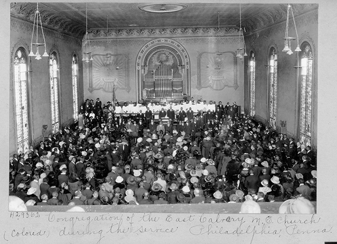 The congregation of East Calvary Methodist Episcopal Church gathers for worship in Philadelphia. Photo © United Methodist Commission on Archives and History.