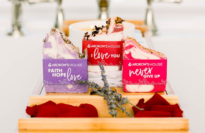 A selection of bath and body products available at Argrow’s House for Healing and Hope, Davenport, Iowa. Photo courtesy of Argrow’s House.