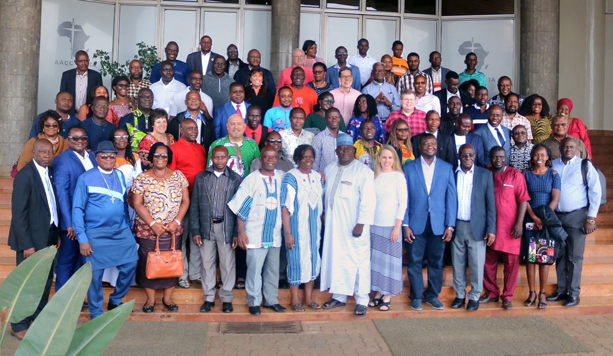 Members of the Africa Initiative, United Methodist bishops and guests pose for a photo during the advocacy group’s Prayer and Leadership Summit, which was held May 13-18 in Nairobi, Kenya. The theme of the gathering was “Envisioning the Next Methodism in Africa.” Photo by E Julu Swen, UM News.