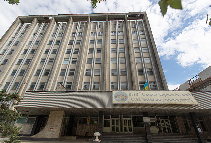 United Methodists are helping support a shelter for Ukrainians displaced by the war with Russia in this former Soviet-era printing plant in of Uzhhorod in western Ukraine. Photo by Mike DuBose, UM News.