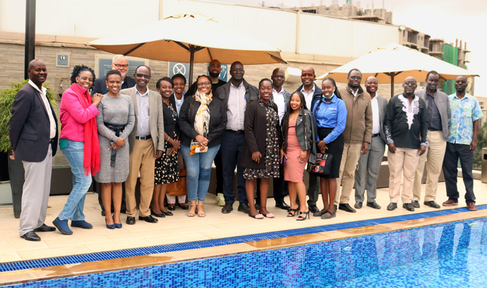 Attendees at the Africa Upper Room Ministry's Committed Writers' Training, June 21-22, outside the Four Points Hotel in Nairobi, Kenya. Photo by Gad Maiga, UM News.