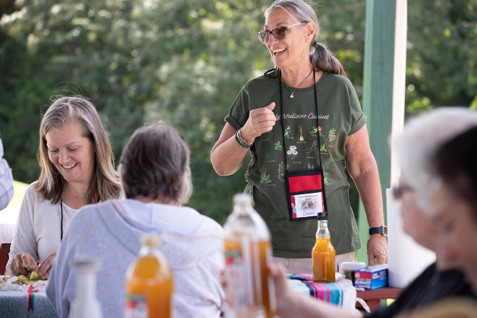 Instructor Debbie Dickie leads a workshop on making fire cider during Native Moccasins Rock.