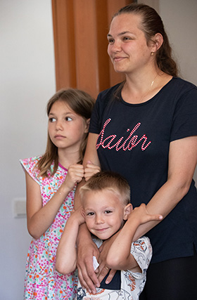 Paulina and her children, Sasha and Oleg, are among two families from Ukraine who are taking shelter in a house provided by The United Methodist Church in Cluj-Napoca. Photo by Mike Dubose, UM News.