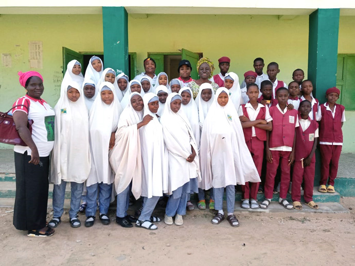 Students in the Government Vocational Training Center in Gombe, Nigeria, attend a Triumph Over Trauma training led by Doris Adamu Jenis. Jenis, a former women’s group leader in the Northern Nigeria Conference, received training in early 2022 from Harper Hill Global, which was founded by United Methodist deacon the Rev. Neelley Hicks. Photo courtesy of Doris Adamu Jenis..