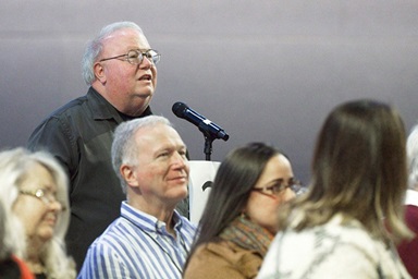 The Rev. David Kassos, pastor of Amity United Methodist Church in Amity, Ark., speaks at the Nov. 19 special session of the Arkansas Conference. Photo by Rodney Steele, courtesy of the Arkansas Conference. The Rev. David Kassos, pastor of Amity United Methodist Church in Amity, Ark., speaks at the Nov. 19 special session of the Arkansas Conference. Photo by Rodney Steele, courtesy of the Arkansas Conference.