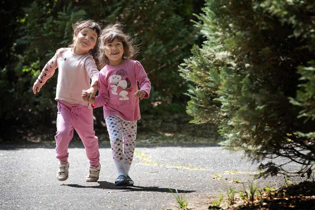 Children who fled the war in Ukraine play at the United Methodist Dorcas church camp in Debrecen, Hungary, where their families have been given shelter. Photo by Mike DuBose, UM News.