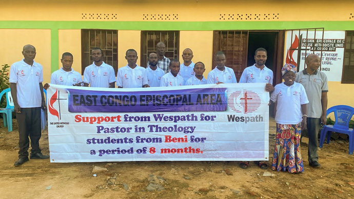 Twelve theology students attending the Methodist University of Kindu have received scholarships from Wespath Benefits and Investments, the United Methodist pension agency. The students are from Beni, Congo, where insecurity has caused hardships for many families. Photo by Chadrack Tambwe Londe, UM News.