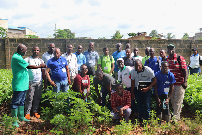 Participants at agricultural training in Porto-Novo, Benin, visit previous graduates’ farms to see how alumni from the Songhai Center are making an impact in their communities. The trainees also learn how to manage their expectations in agricultural entrepreneurship as climate change, outbreaks and government policies all can affect outcomes. Photo by Phileas Jusu, UM News.