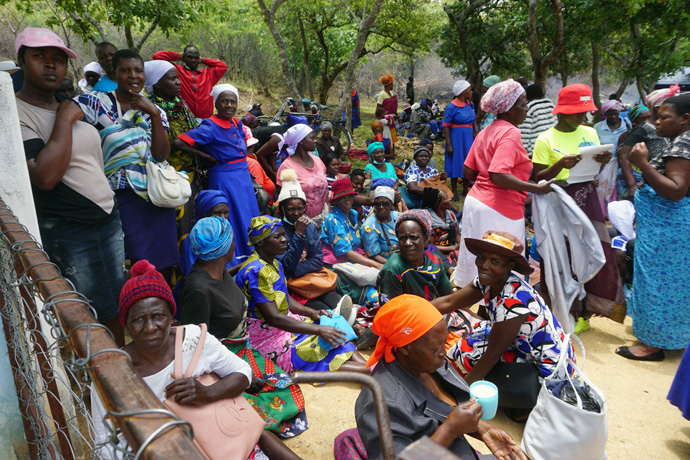A large crowd waits to be attended by doctors and other providers from Mutare and Rusape, Zimbabwe, during a medical outreach program sponsored by Runyange United Methodist Church. The turnout was more than anticipated and some people even slept at the church. Photo by Kudzai Chingwe, UM News.