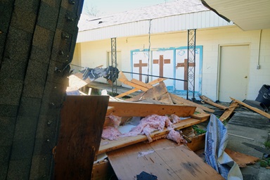Amboy United Methodist Church in North Little Rock, Ark., is one of three Arkansas Conference churches badly damaged by tornado-spawning storms that hit March 31. Photo courtesy of the Arkansas Conference. Amboy United Methodist Church in North Little Rock, Ark., is one of three Arkansas Conference churches badly damaged by tornado-spawning storms that hit March 31. Photo courtesy of the Arkansas Conference.
