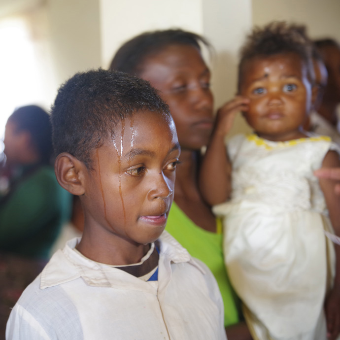 More than 40 children were baptized during the founding service at Madagascar’s Ambodifasika United Methodist Church on Feb. 27. Photo by the Rev. Gustavo Vasquez, UM News.