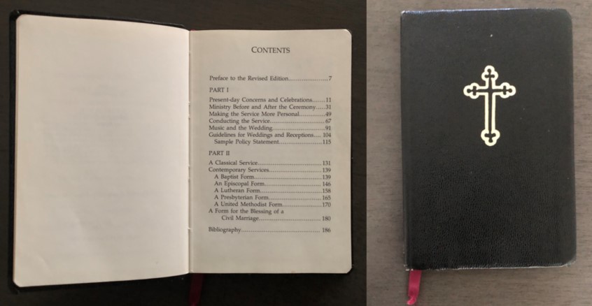 아빙돈 출판사에서 편찬한 포켓 사이즈 책 “Abingdon Marriage Manual”. 사진, 김응선 목사, 연합감리교뉴스.