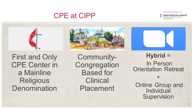 통합임상목회실습센터(Center for Integrative Pastoral Practice)에서 실시하는  임상목회교육(Clinical Pastoral Education) 과정 안내 그래픽. 그래픽 제공, 김수미 목사, 연합감리교 고등교육사역부.