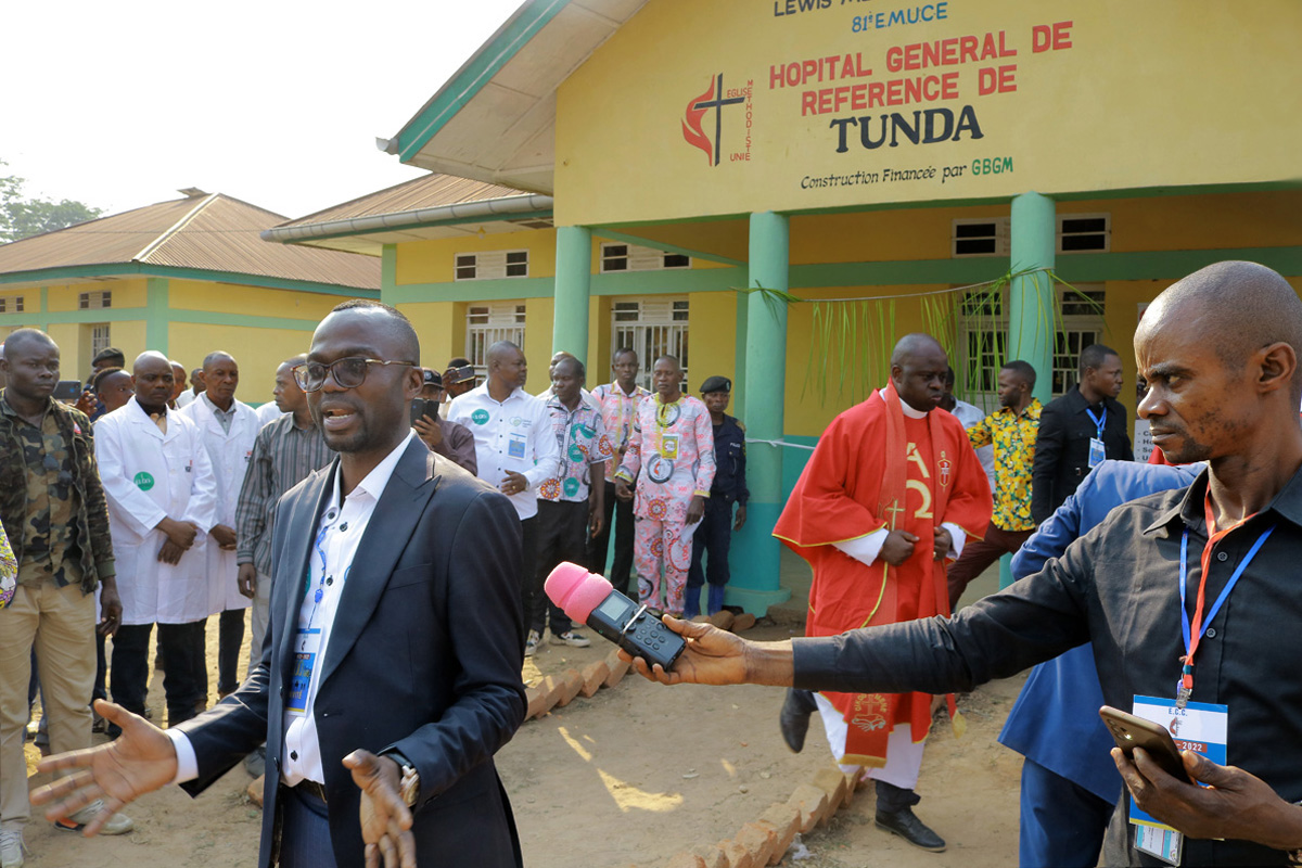 The United Methodist Church, in partnership with the Congolese government, has installed a research laboratory at United Methodist Tunda General Hospital in Tunda, Congo, to help fight the monkeypox epidemic that has been plaguing the region since late 2021. In this 2022 file photo, members of the Congolese government tour the area that will house the lab. Photo by Philippe Kituka Lolonga, UM News.